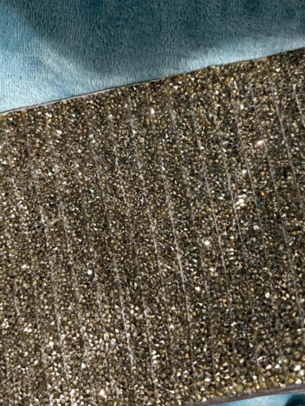 Metallic Bronze Rhinestone Evening Clutch Wristlet Bag (11.5" x 6") - Picture 2 of 3